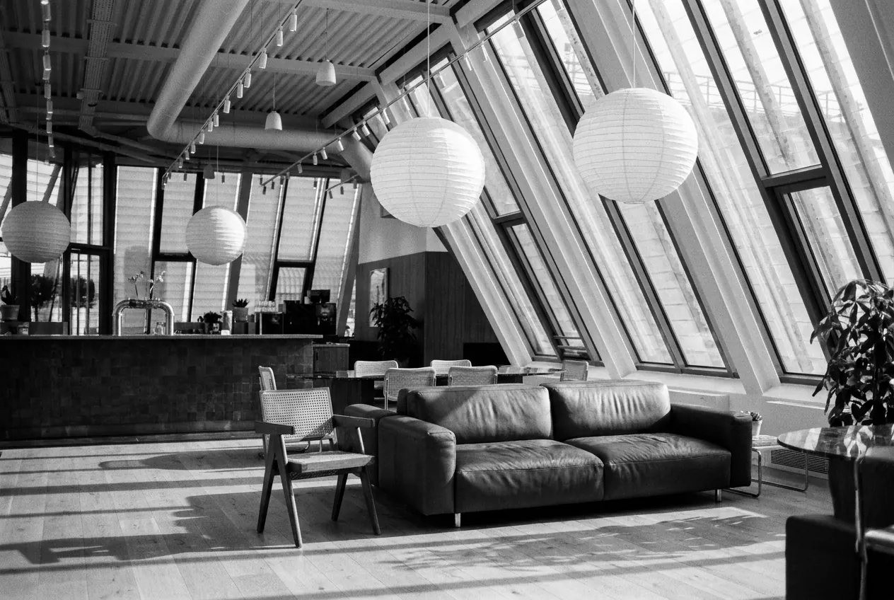 The office under its glass roof