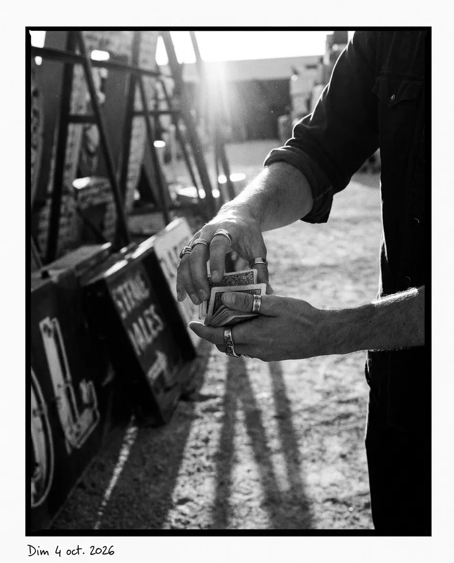 Mains qui battent des cartes, bagues, Las Vegas, Dim 4 oct. 2026