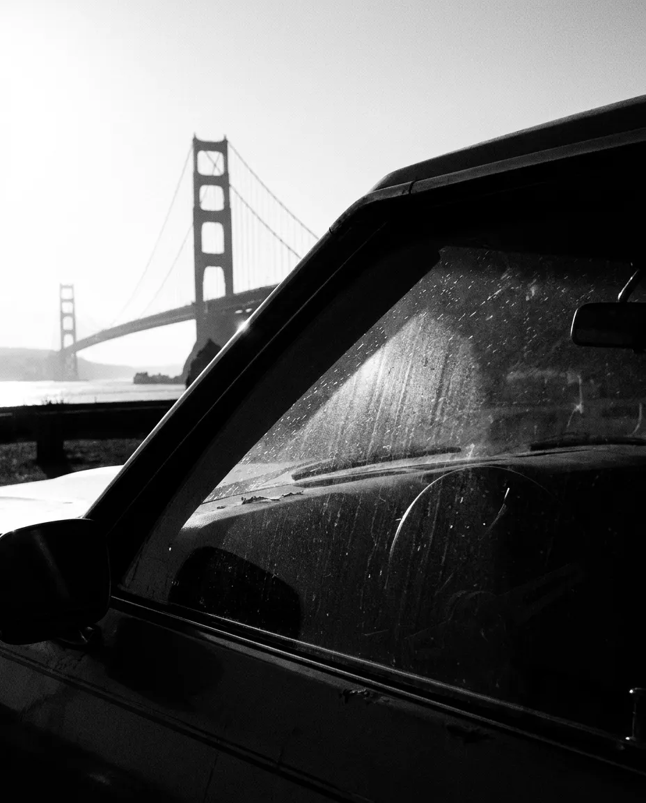 Le Golden Gate à travers la vitre de la Camaro, San Francisco, Mer 7 oct. 2026